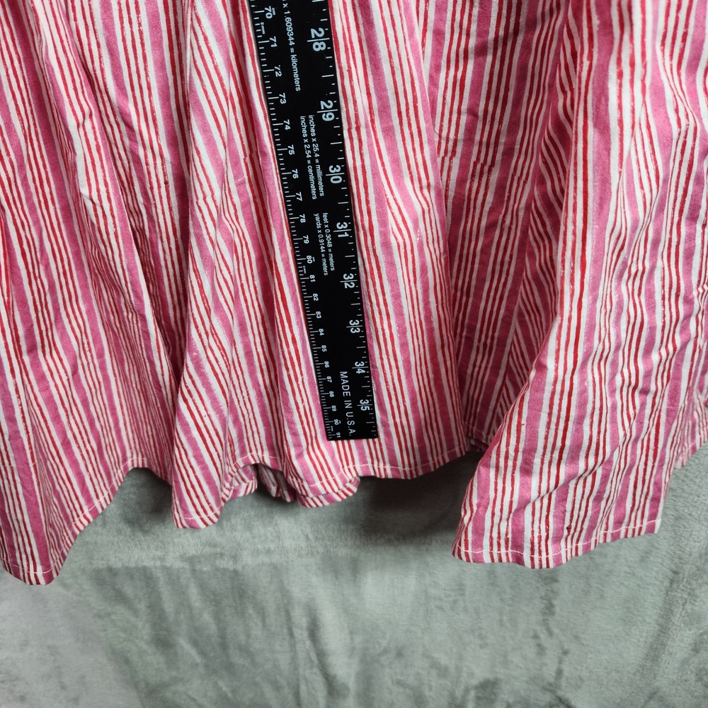 Pink City Prints Dress Womens XS/S Pink Striped Tassel Midi Boho Coastal Peasant - Picture 11 of 11
